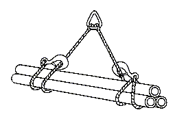 Tegning af løft af rørbundter med ståltovsstrop
